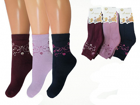 Махровые носки со стразами для девочки  A.VEASA